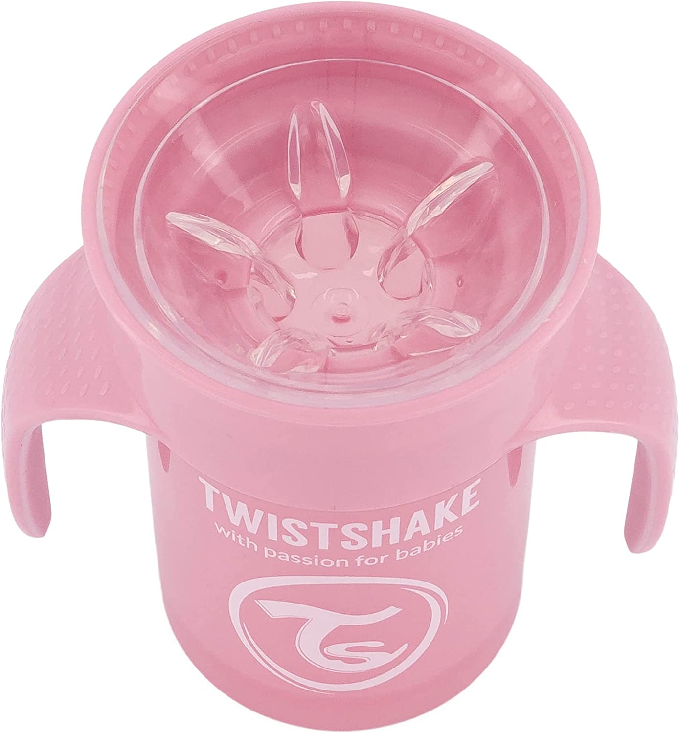 Twistshake 360 Cup Vaso Antiderrames Entrenamiento con Asas Bébé 230 ml,  Borde a Prueba de Derrames de 360°, Ergonómicas Vasos con Boquilla, Taza de
